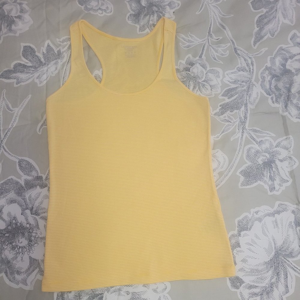 Lands' End Racer Back Yellow Striped Tank Size XS EUC